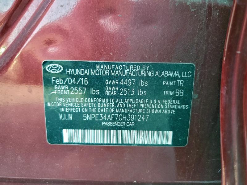 Aukcja sprzedaży 2016 Hyundai Sonata Spo, vin: 5NPE34AF7GH391247, numer aukcji: 94696115