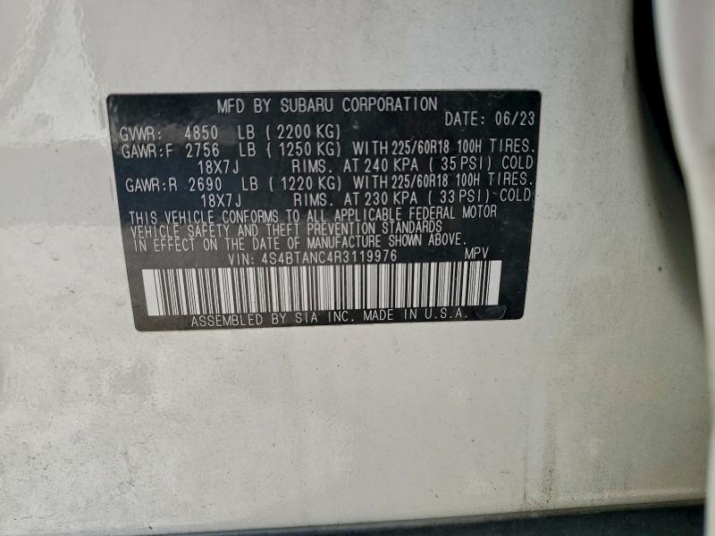 Aukcja sprzedaży 2024 Subaru Outback Li, vin: 4S4BTANC4R3119976, numer aukcji: 95785715