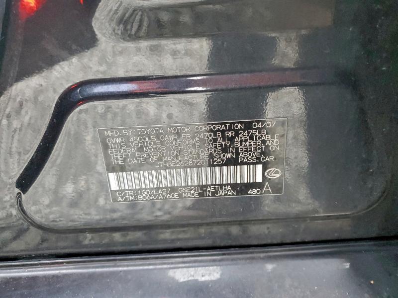 96370365 :رقم المزاد ، JTHBE262872011257 vin ، 2007 Lexus Is مزاد بيع