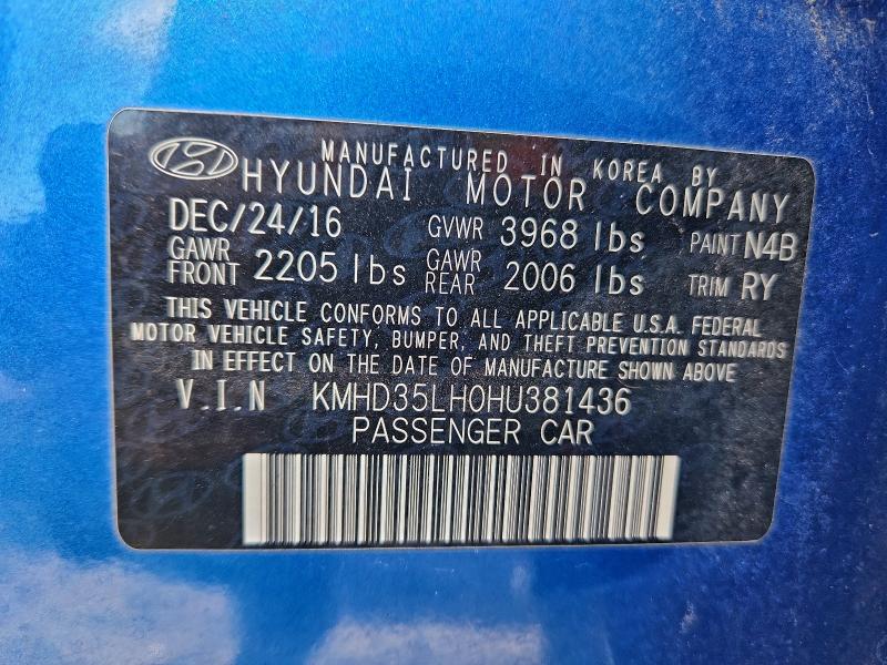 Продаж на аукціоні авто 2017 Hyundai Elantra Gt, vin: KMHD35LH0HU381436, номер лоту: 97389375