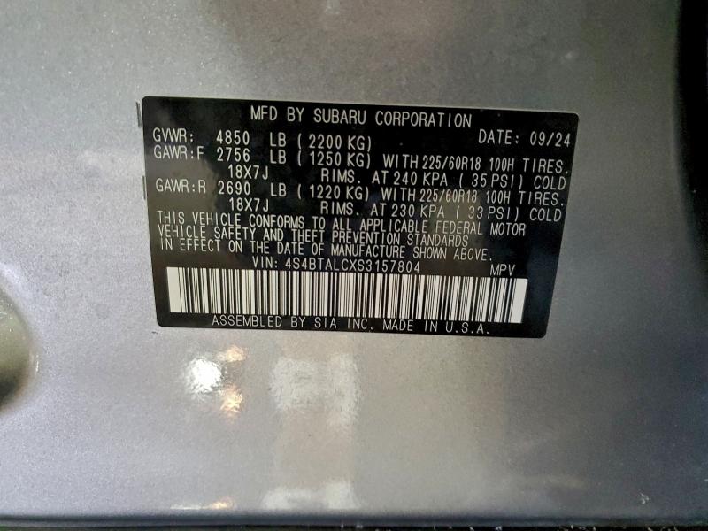 Продаж на аукціоні авто 2025 Subaru Outback On, vin: 4S4BTALCXS3157804, номер лоту: 96075785