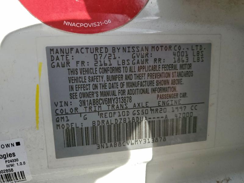Продажа на аукционе авто 2021 Nissan Sentra, vin: 3N1AB8CV6MY313878, номер лота: 97199155