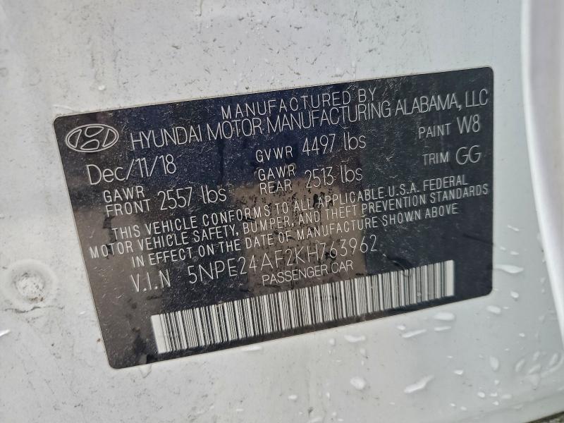 95543385 :رقم المزاد ، 5NPE24AF2KH763962 vin ، 2019 Hyundai Sonata Se مزاد بيع