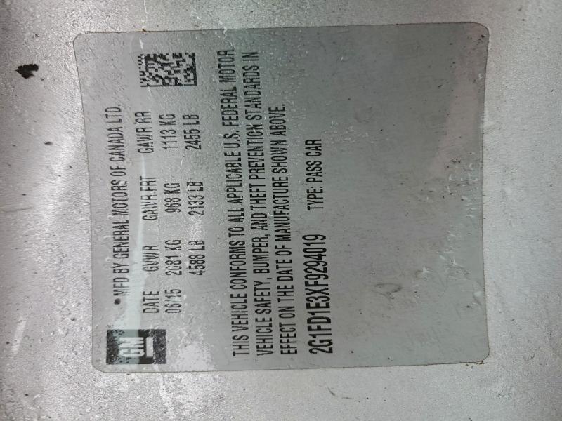 Продаж на аукціоні авто 2015 Chevrolet Camaro, vin: 2G1FD1E3XF9294019, номер лоту: 97779895