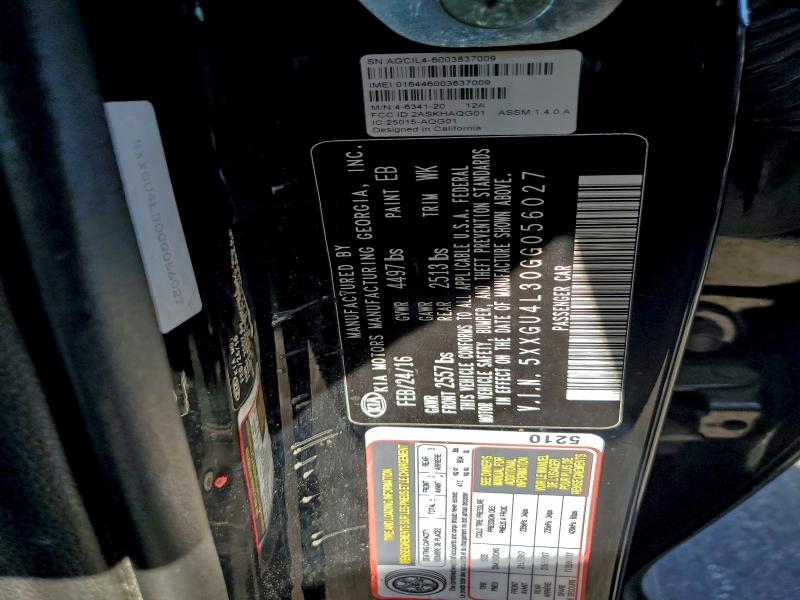 Продаж на аукціоні авто 2016 Kia Optima, vin: 5XXGU4L30GG056027, номер лоту: 96993405