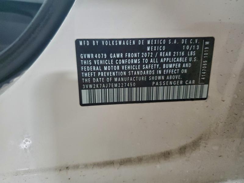 Продажа на аукционе авто 2014 Volkswagen Jetta, vin: 3VW2K7AJ7EM227450, номер лота: 97615435