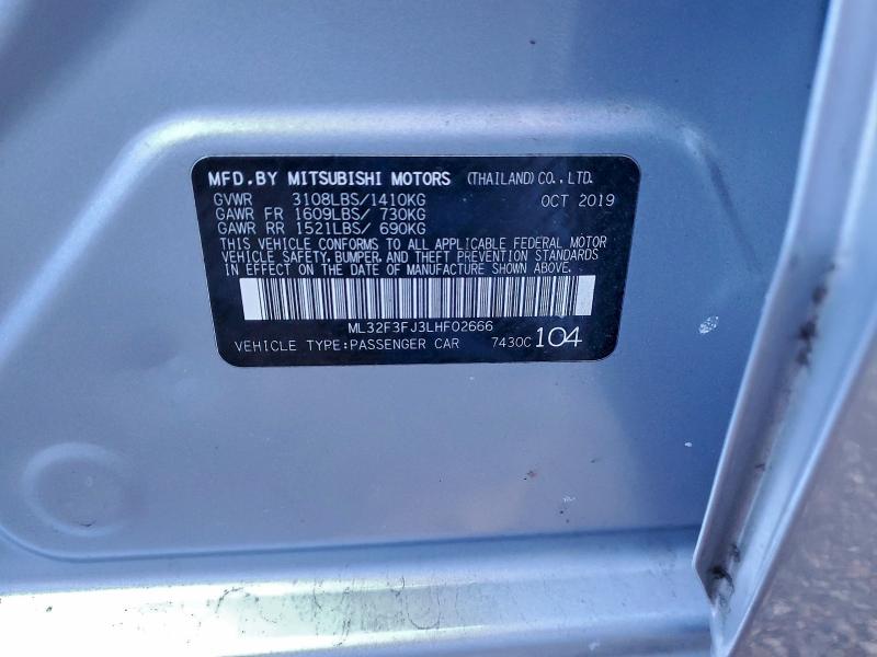 Aukcja sprzedaży 2020 Mitsubishi Mirage, vin: ML32F3FJ3LHF02666, numer aukcji: 95897535