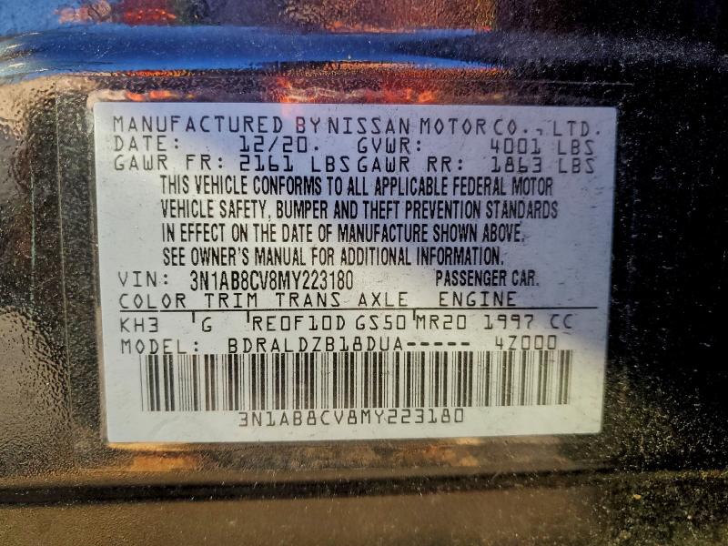 95646615 :رقم المزاد ، 3N1AB8CV8MY223180 vin ، 2021 Niss Sentra مزاد بيع