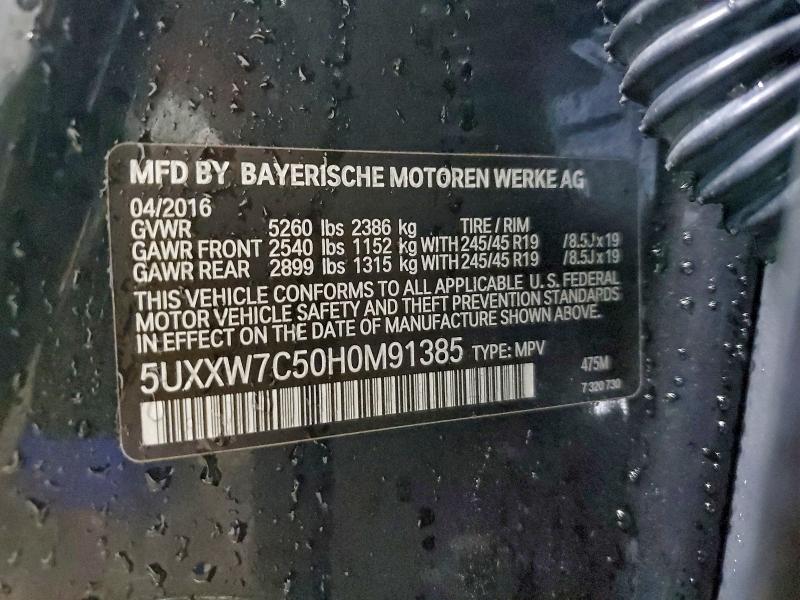 Aukcja sprzedaży 2017 Bmw X4, vin: 5UXXW7C50H0M91385, numer aukcji: 96899955