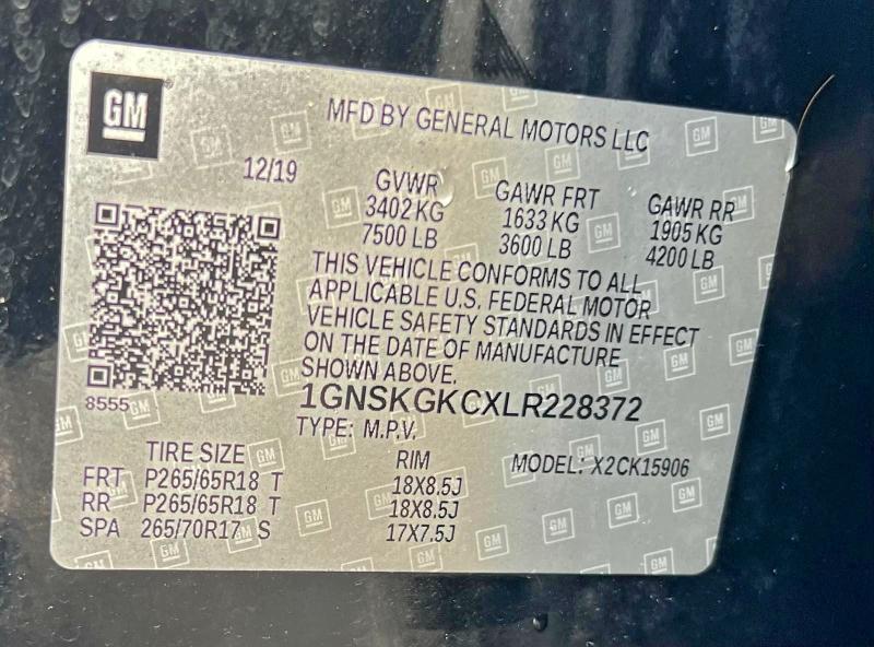 Aukcja sprzedaży 2020 Chevrolet Suburban K, vin: 1GNSKGKCXLR228372, numer aukcji: 98461575