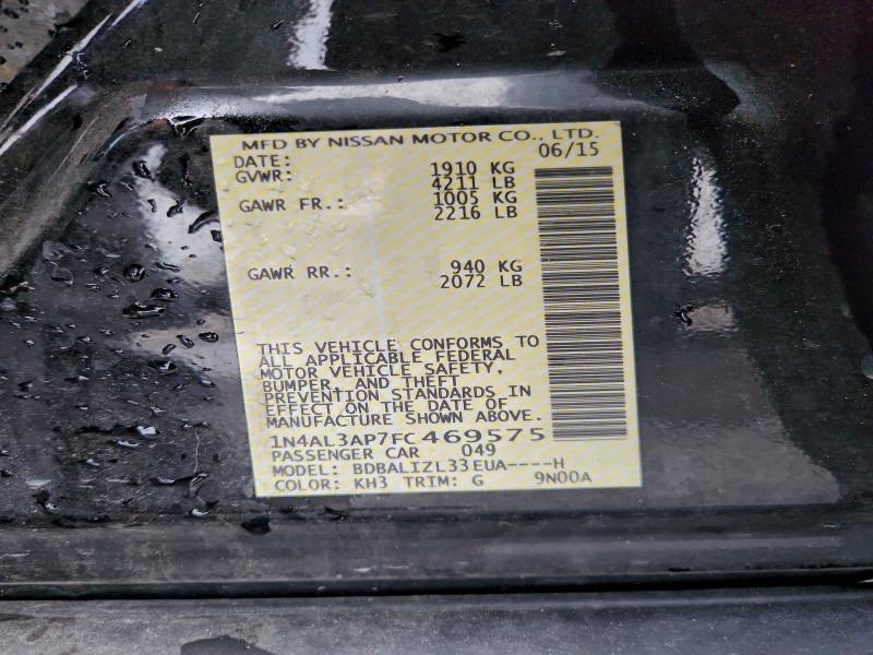 97394295 :رقم المزاد ، 1N4AL3AP7FC469575 vin ، 2015 Nissan Altima 2.5 مزاد بيع