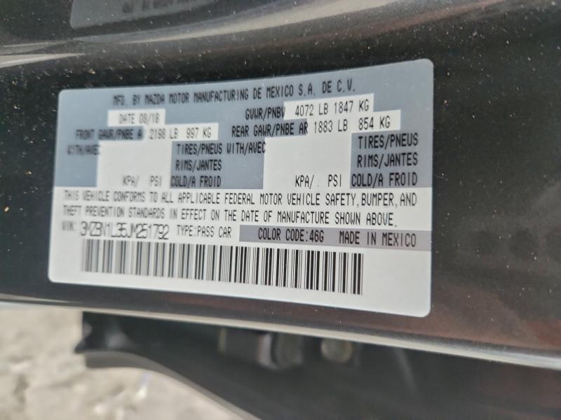 2018 Mazda 3 მანქანა იყიდება აუქციონზე, vin: 3MZBN1L35JM251792, აუქციონის ნომერი: 93619055