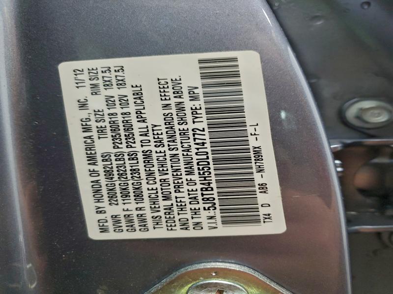 95497605 :رقم المزاد ، 5J8TB4H55DL014772 vin ، 2013 Acura Rdx Techno مزاد بيع