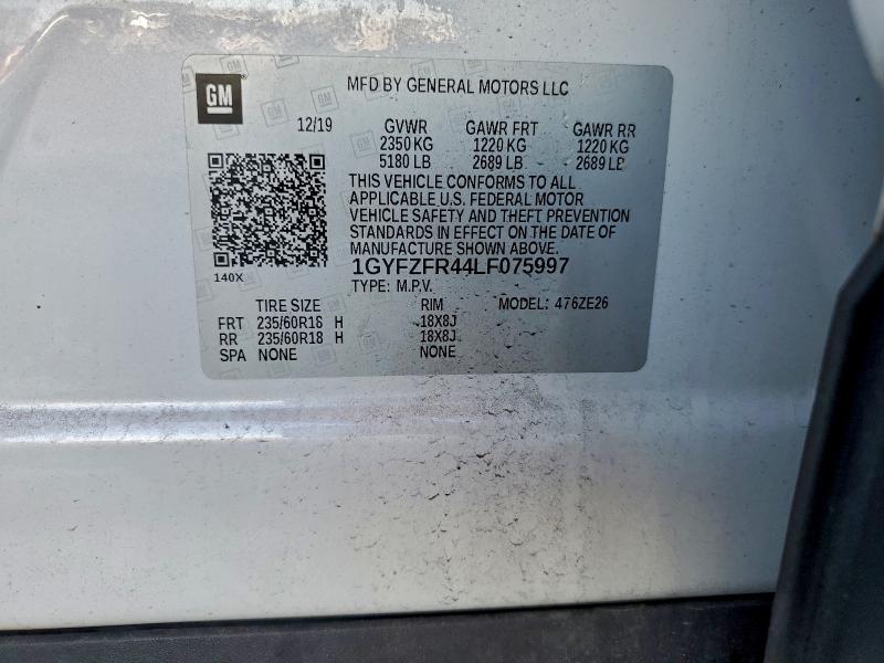 2020 Cadillac Xt4 მანქანა იყიდება აუქციონზე, vin: 1GYFZFR44LF075997, აუქციონის ნომერი: 96887405