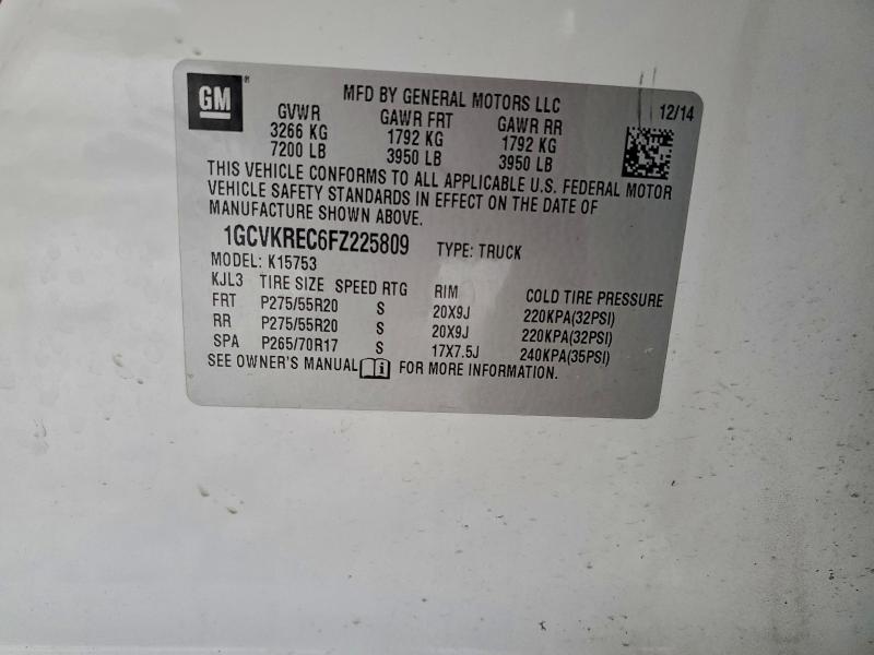 94959375 :رقم المزاد ، 1GCVKREC6FZ225809 vin ، 2015 Chevrolet Silverado مزاد بيع