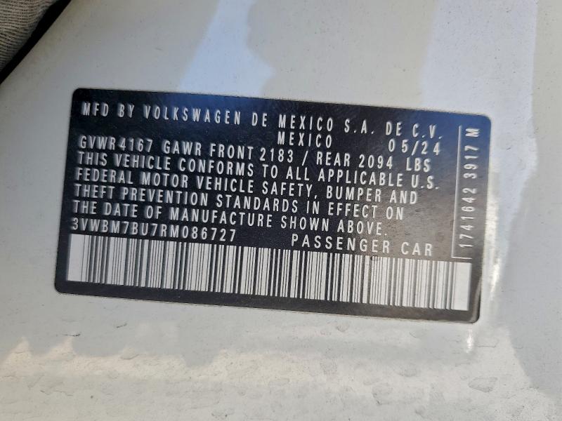 2024 Volkswagen Jetta მანქანა იყიდება აუქციონზე, vin: 3VWBM7BU7RM086727, აუქციონის ნომერი: 97277735