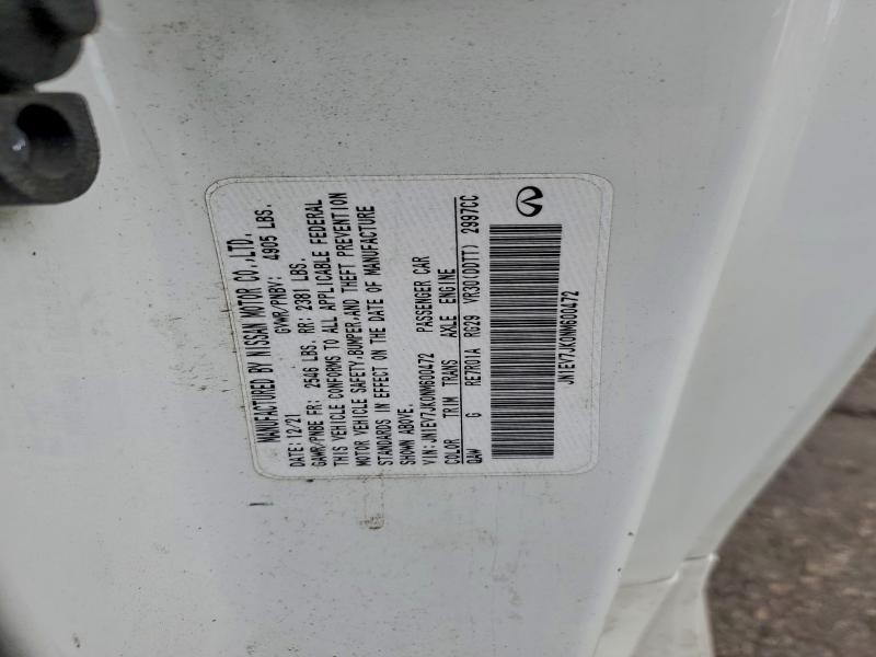 95995755 :رقم المزاد ، JN1EV7JK0NM600472 vin ، 2022 Infiniti Q60 مزاد بيع
