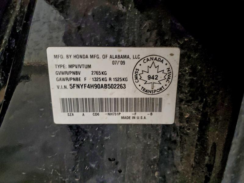 Aukcja sprzedaży 2010 Honda Pilot, vin: 5FNYF4H90AB502263, numer aukcji: 97074155