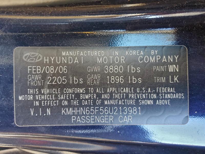 2006 Hyundai Tiburon მანქანა იყიდება აუქციონზე, vin: KMHHN65F56U213981, აუქციონის ნომერი: 94761515
