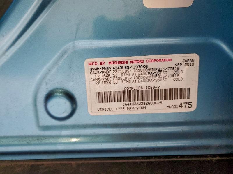 96134105 :رقم المزاد ، JA4AH3AU2BZ600625 vin ، 2011 Mitsubishi Rvr Se مزاد بيع