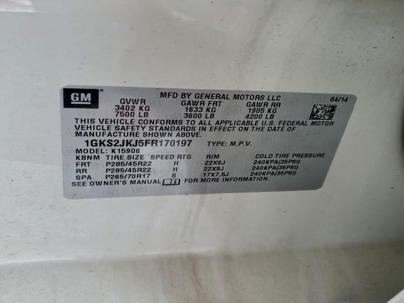 Продажа на аукционе авто 2015 Gmc Yukon Xl D, vin: 1GKS2JKJ5FR170197, номер лота: 98781845