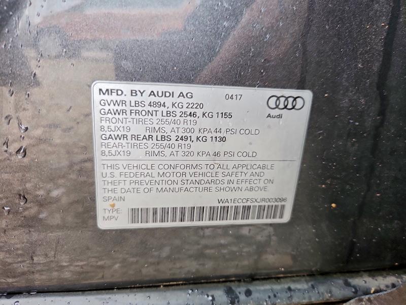 97758075 :رقم المزاد ، WA1ECCFSXJR003096 vin ، 2018 Audi Q3 مزاد بيع