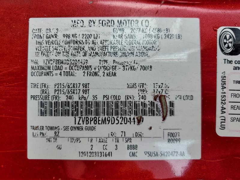 2013 Ford Mustang მანქანა იყიდება აუქციონზე, vin: 1ZVBP8EM9D5204459, აუქციონის ნომერი: 95576235