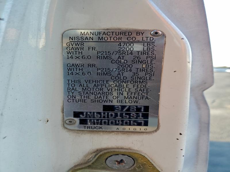 95285105 :رقم المزاد ، JN6HD16S1HW004067 vin ، 1987 Nissan D21 مزاد بيع