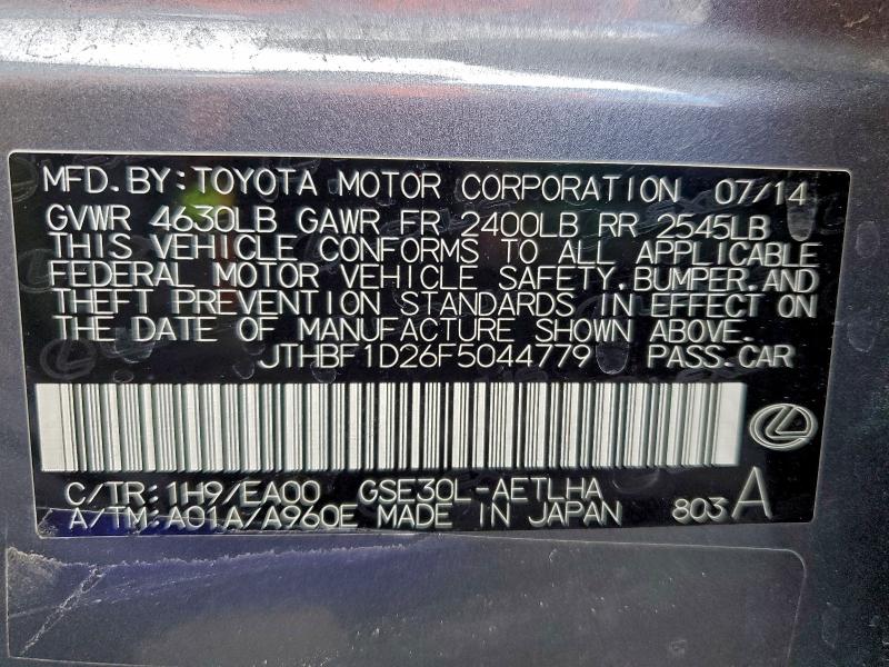 Продаж на аукціоні авто 2015 Lexus Is 250, vin: JTHBF1D26F5044779, номер лоту: 94709075