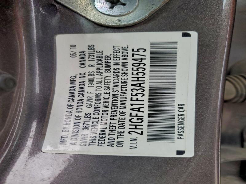Продаж на аукціоні авто 2010 Honda Civic, vin: 2HGFA1F53AH559475, номер лоту: 96664845