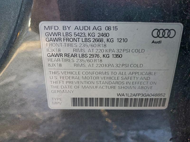 Aukcja sprzedaży 2016 Audi Q5, vin: WA1L2AFP3GA048852, numer aukcji: 97992345