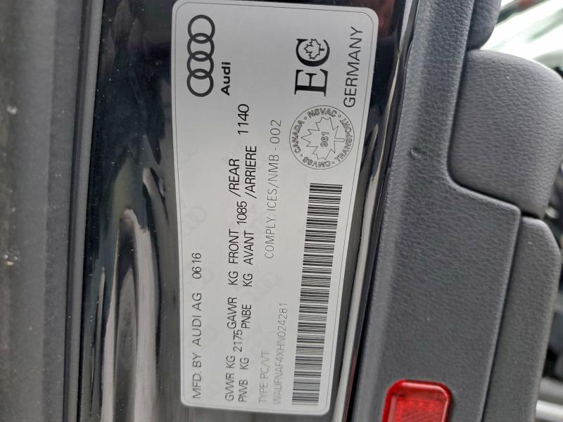 96993915 :رقم المزاد ، WAUFNAF4XHN024281 vin ، 2017 Audi A4 مزاد بيع