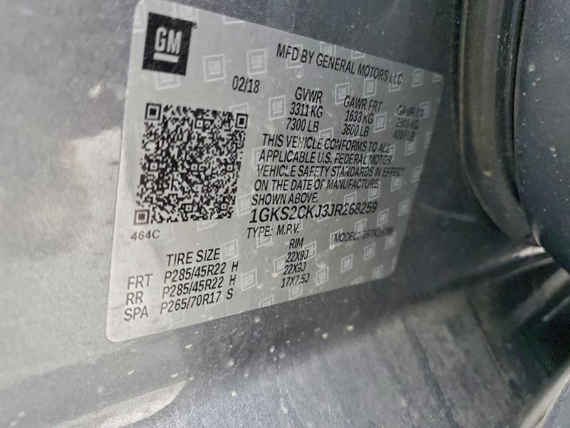 Aukcja sprzedaży 2018 Gmc Yukon, vin: 1GKS2CKJ3JR268259, numer aukcji: 97431745