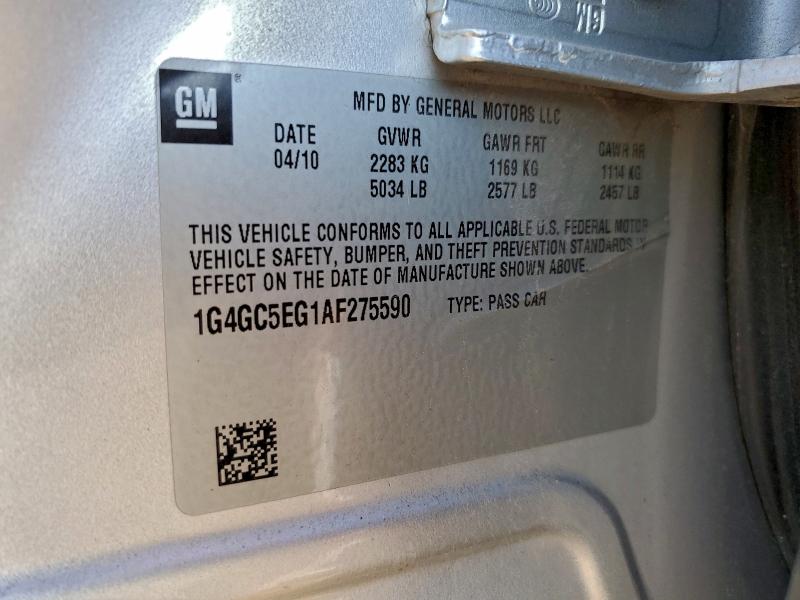 97306125 :رقم المزاد ، 1G4GC5EG1AF275590 vin ، 2010 Buick Lacrosse مزاد بيع