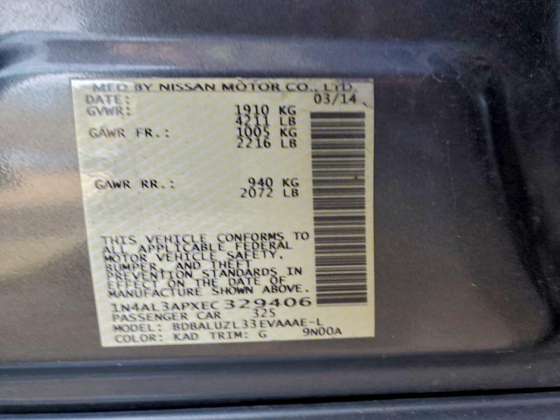 Продажа на аукционе авто 2014 Niss Altima, vin: 1N4AL3APXEC329406, номер лота: 93601575
