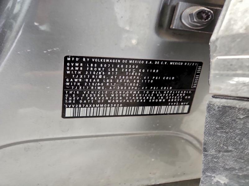 Aukcja sprzedaży 2021 Volkswagen Tiguan, vin: 3VV2B7AX9MM083620, numer aukcji: 96913965