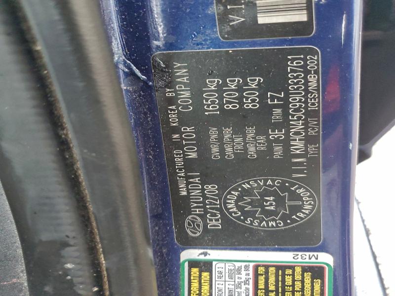 96949105 :رقم المزاد ، KMHCN45C99U333761 vin ، 2009 Hyundai Accent مزاد بيع