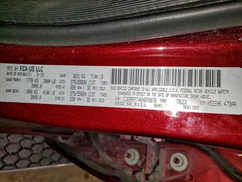 96996005 :رقم المزاد ، 1C6SRFFT4KN878076 vin ، 2019 Ram 1500 مزاد بيع