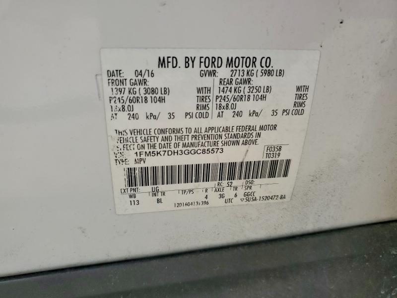 Aukcja sprzedaży 2016 Ford Explorer, vin: 1FM5K7DH3GGC85573, numer aukcji: 97326415