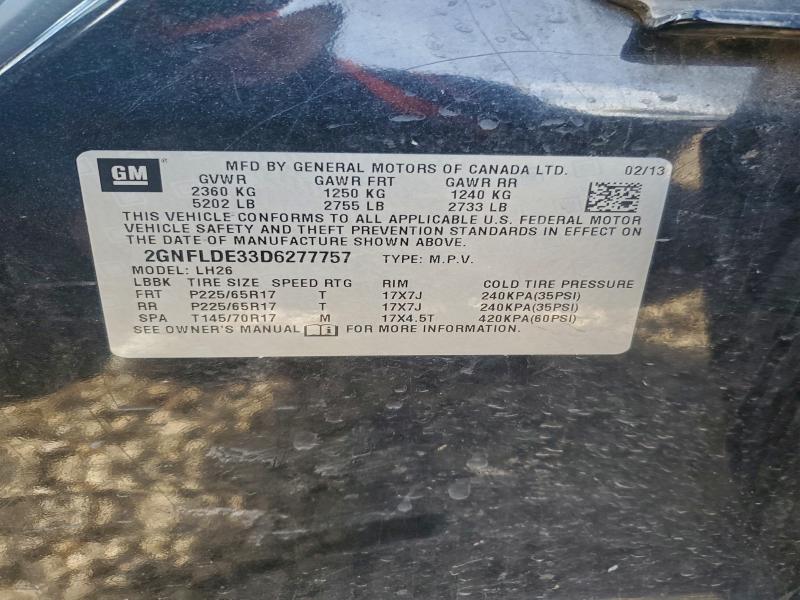 Продаж на аукціоні авто 2013 Chevrolet Equinox, vin: 2GNFLDE33D6277757, номер лоту: 95709395