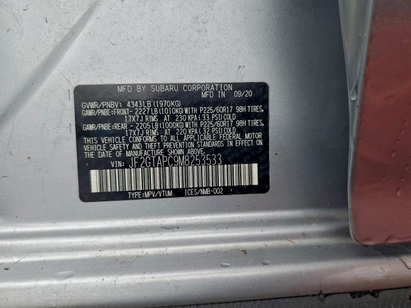 96208975 :رقم المزاد ، JF2GTAPC9M8253533 vin ، 2021 Subaru Crosstrek مزاد بيع