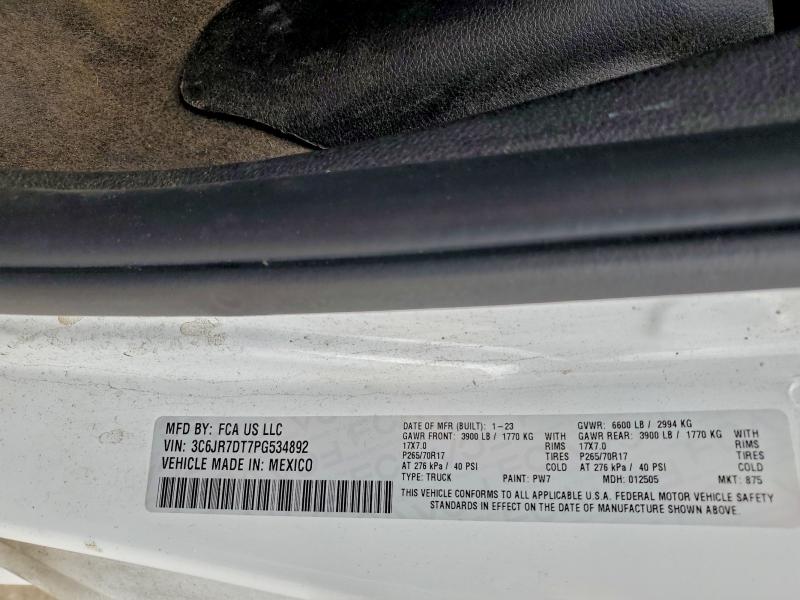 Auction sale of the 2023 Ram 1500 Classic, vin: 3C6JR7DT7PG534892, lot number: 96822235