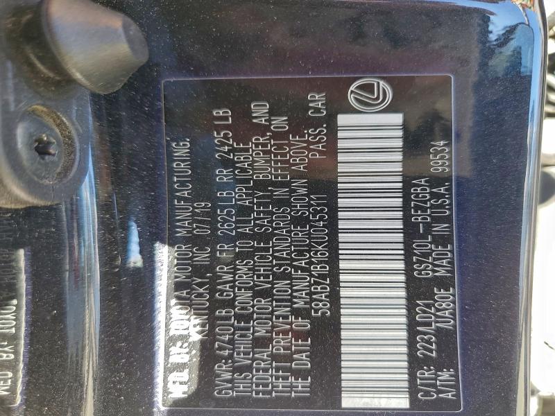 95674325 :رقم المزاد ، 58ABZ1B16KU045311 vin ، 2019 Lexus Es مزاد بيع