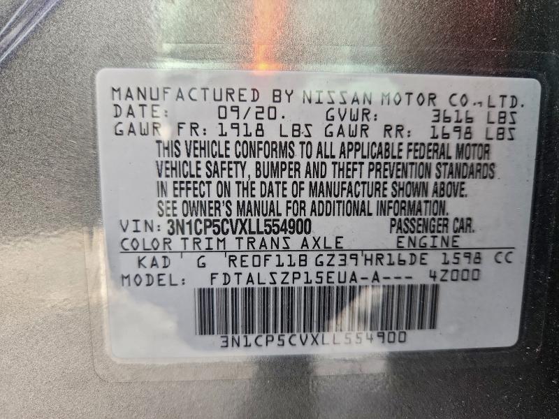 Aukcja sprzedaży 2020 Nissan Kicks, vin: 3N1CP5CVXLL554900, numer aukcji: 98068775