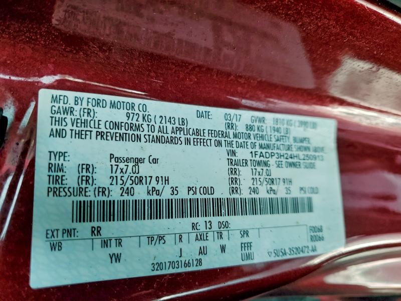 Aukcja sprzedaży 2017 Ford Focus, vin: 1FADP3H24HL250913, numer aukcji: 96610865