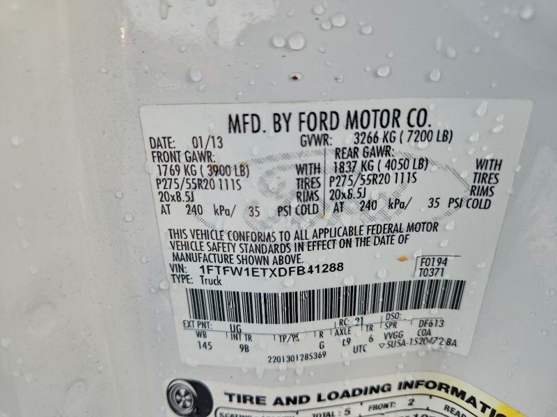 2013 Ford F150 Super მანქანა იყიდება აუქციონზე, vin: 1FTFW1ETXDFB41288, აუქციონის ნომერი: 96475415