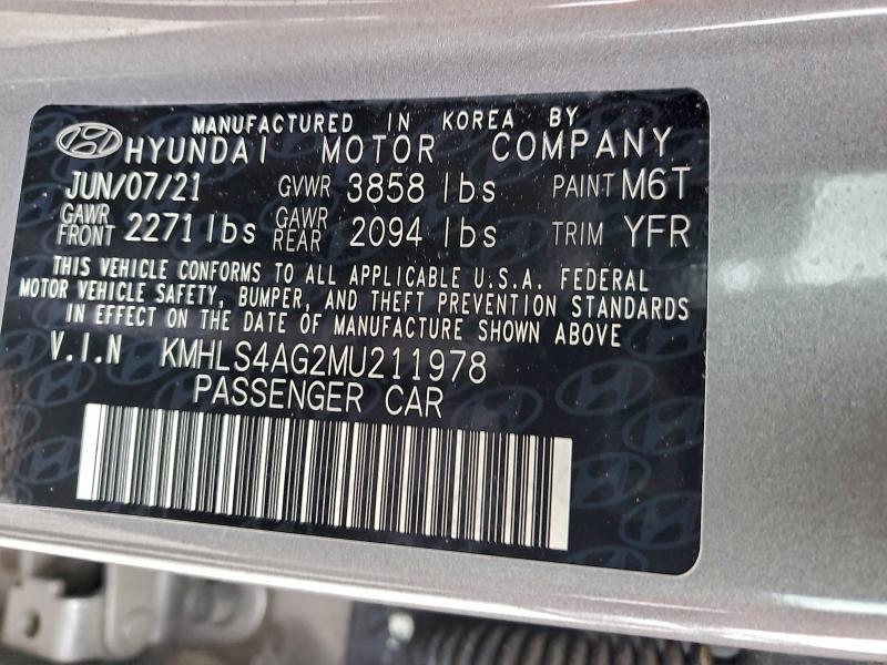 94455415 :رقم المزاد ، KMHLS4AG2MU211978 vin ، 2021 Hyundai Elantra مزاد بيع