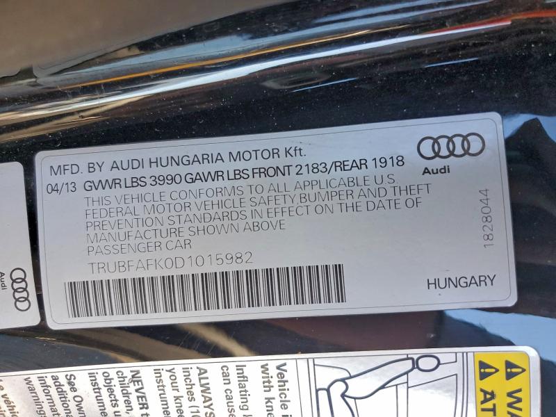 2013 Audi Tt Premium მანქანა იყიდება აუქციონზე, vin: TRUBFAFK0D1015982, აუქციონის ნომერი: 96642415