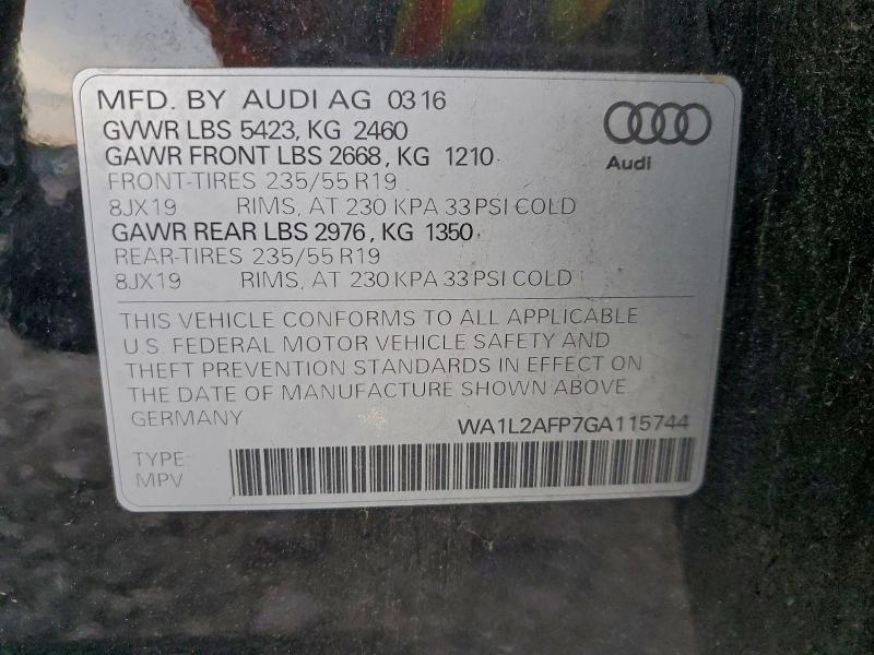 Продаж на аукціоні авто 2016 Audi Q5, vin: WA1L2AFP7GA115744, номер лоту: 94238295
