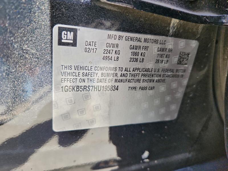 2017 Cadillac Ct6 მანქანა იყიდება აუქციონზე, vin: 1G6KB5RS7HU195834, აუქციონის ნომერი: 96060975